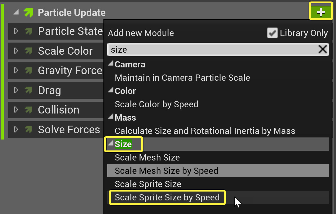 Add Scale Sprite Size by Speed