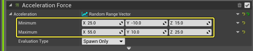 设置加速力最大值和最小值