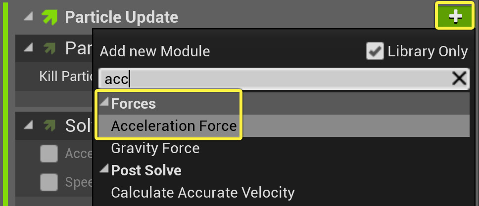 Add the Acceleration Force Module