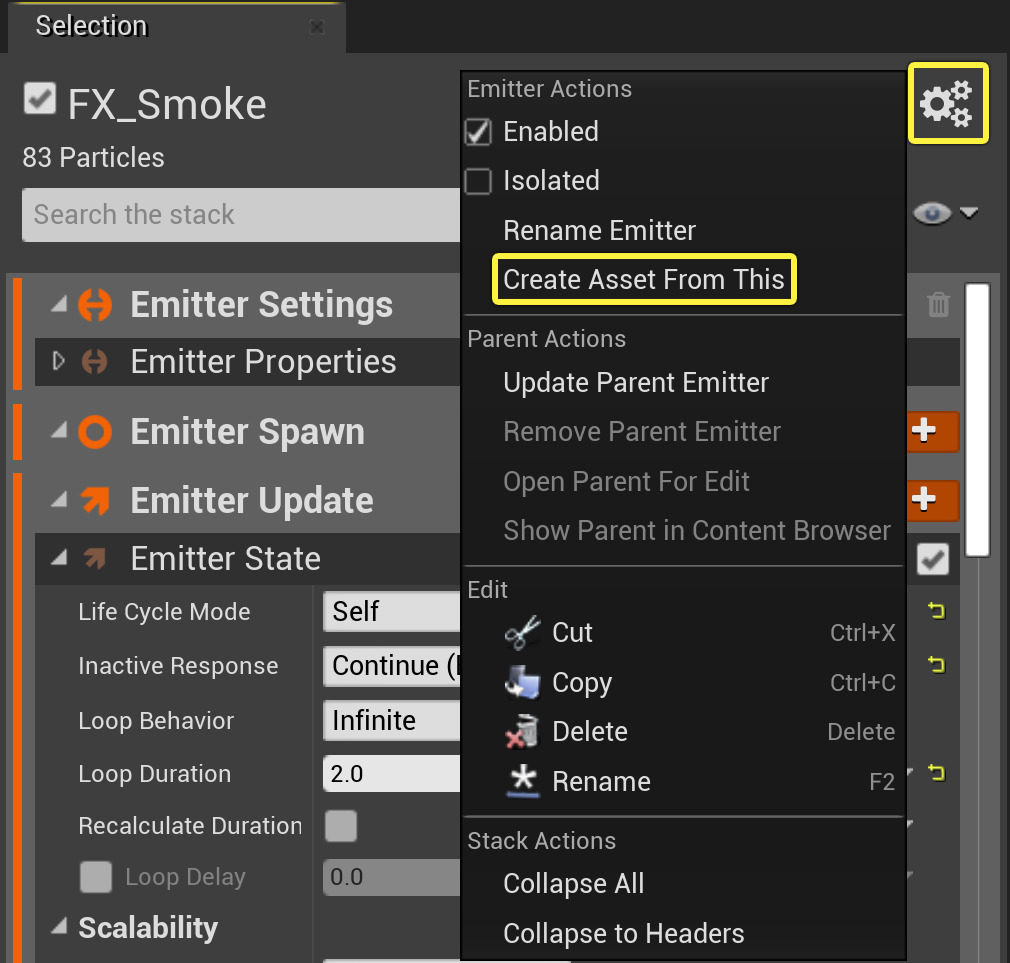 Create Emitter Asset