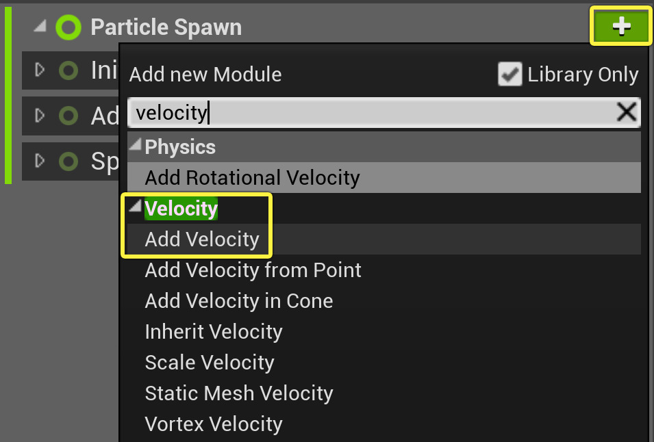 Add the Add Velocity Module