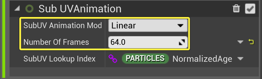 SubUV Animation Settings