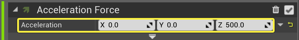 Acceleration Force Settings