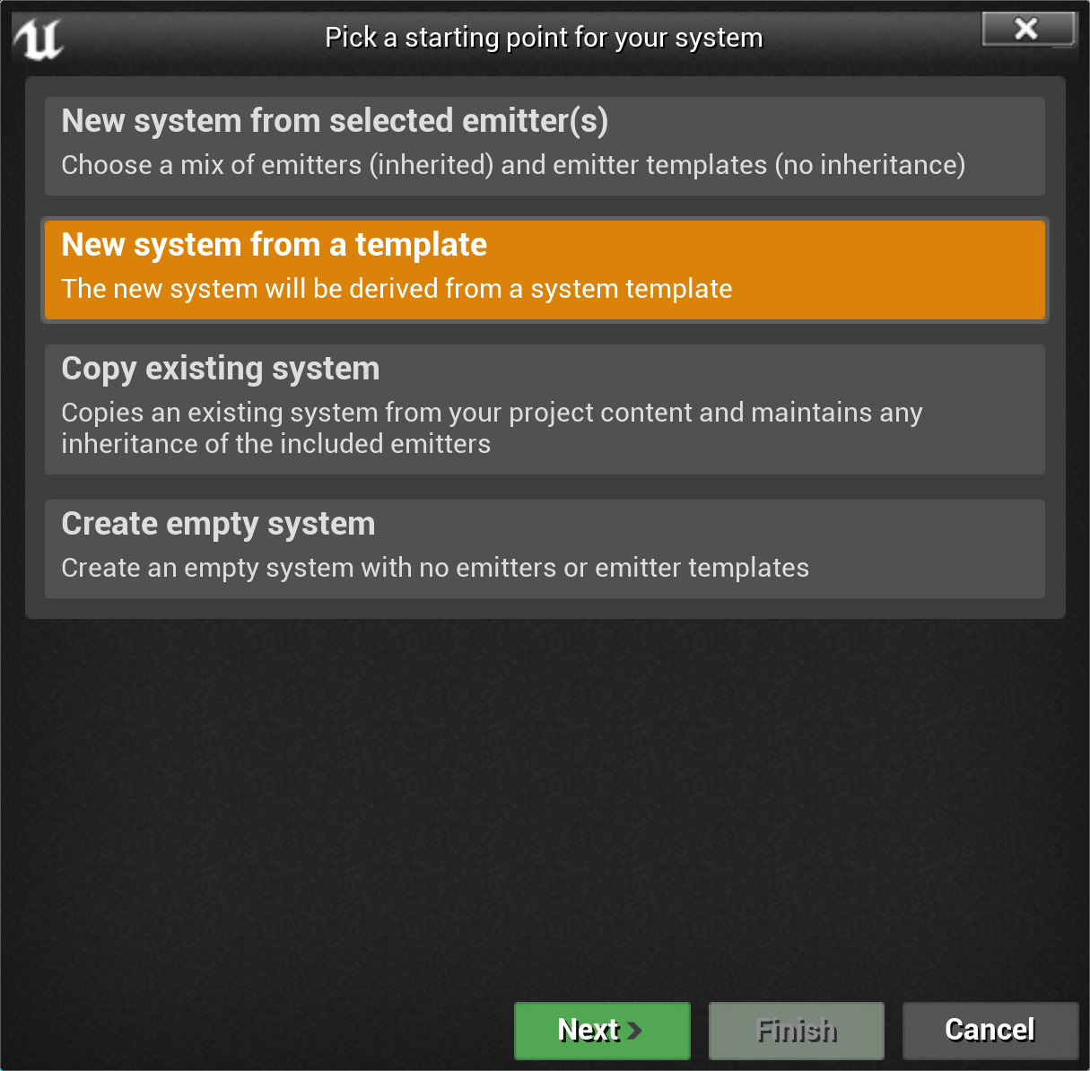 从模板新建系统的系统向导
