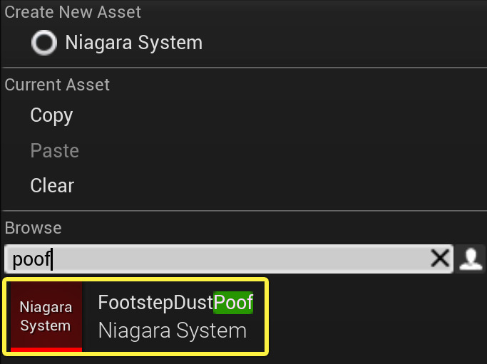 选择FX_FootstepDustPoof系统