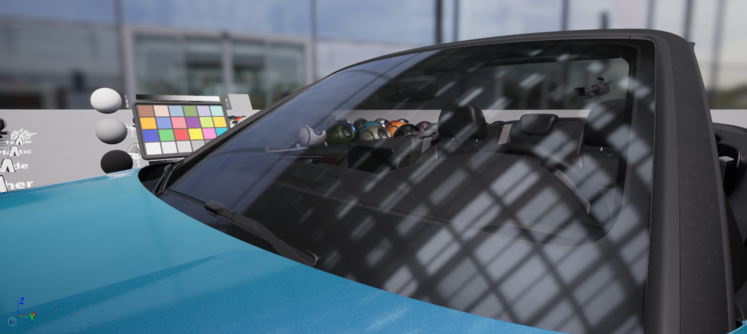 外部挡风玻璃反射周围环境