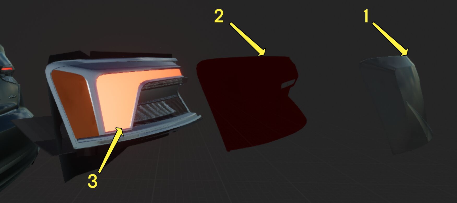 使用着色主材质设置尾灯