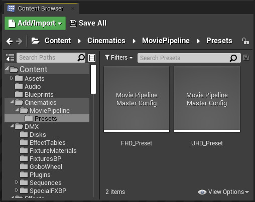movie render queue presets