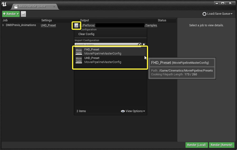 select the preset in the settings column