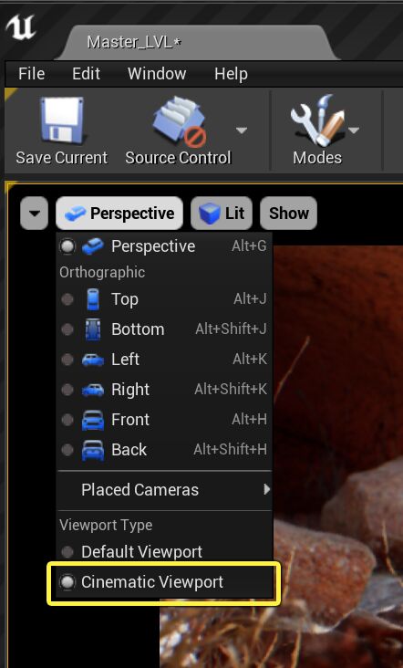 使用视口功能按钮更改为过场动画视口模式