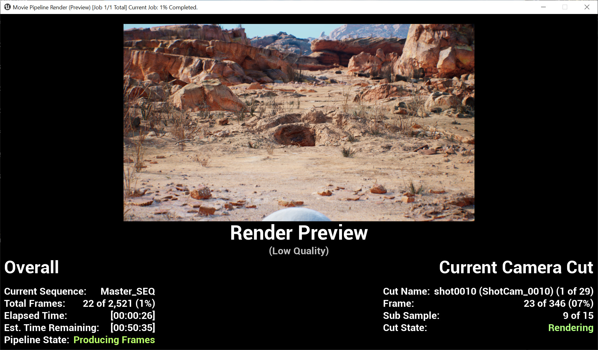 The render preview for Movie Render Queue