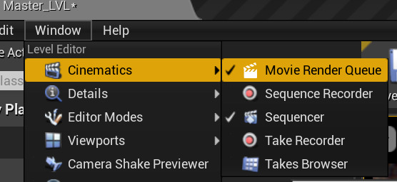 Accessing the Movie Render Queue