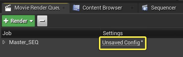 Clicking Unsaved Config opens the Settings window.