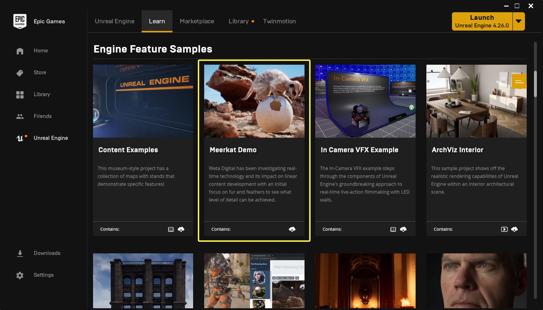 The Meerkat Demo in the Engine Feature Samples section