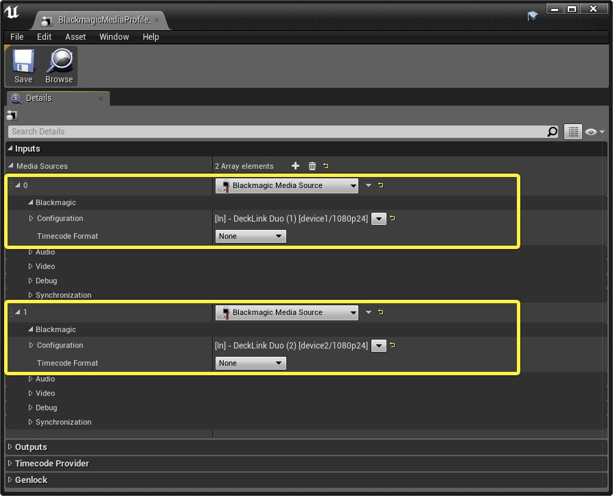 Media Profile source configuration