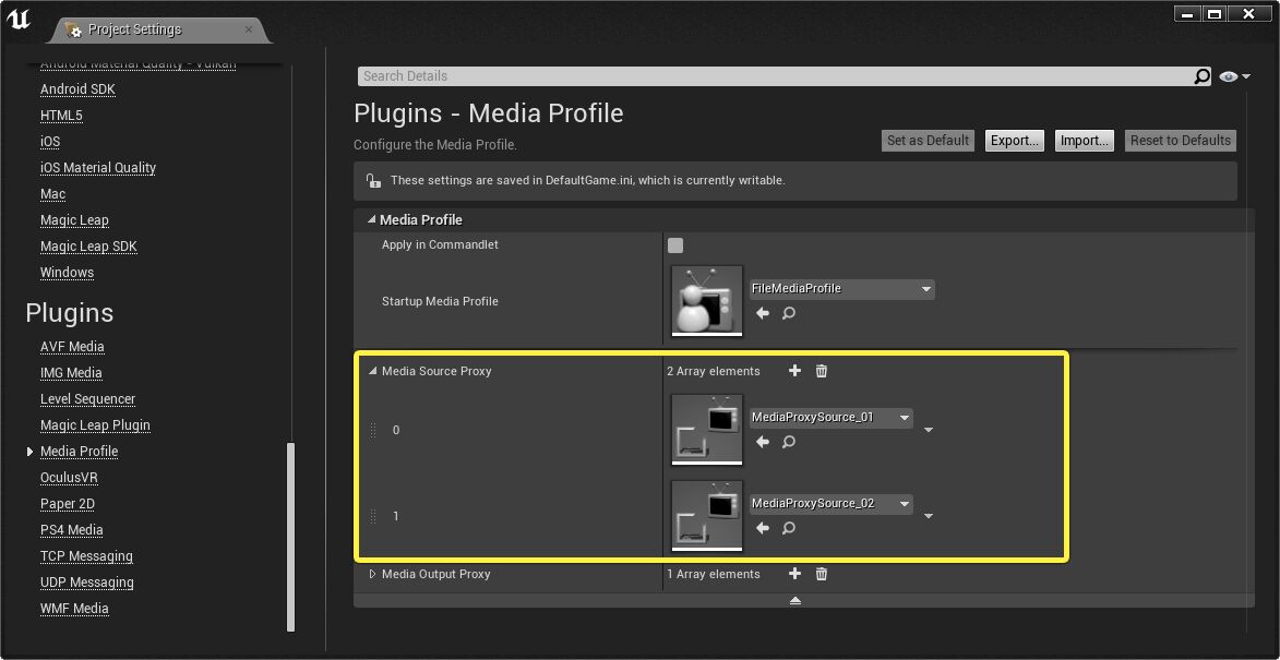 Project Settings proxy configuration