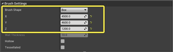 导航网格体边界体积笔刷设置