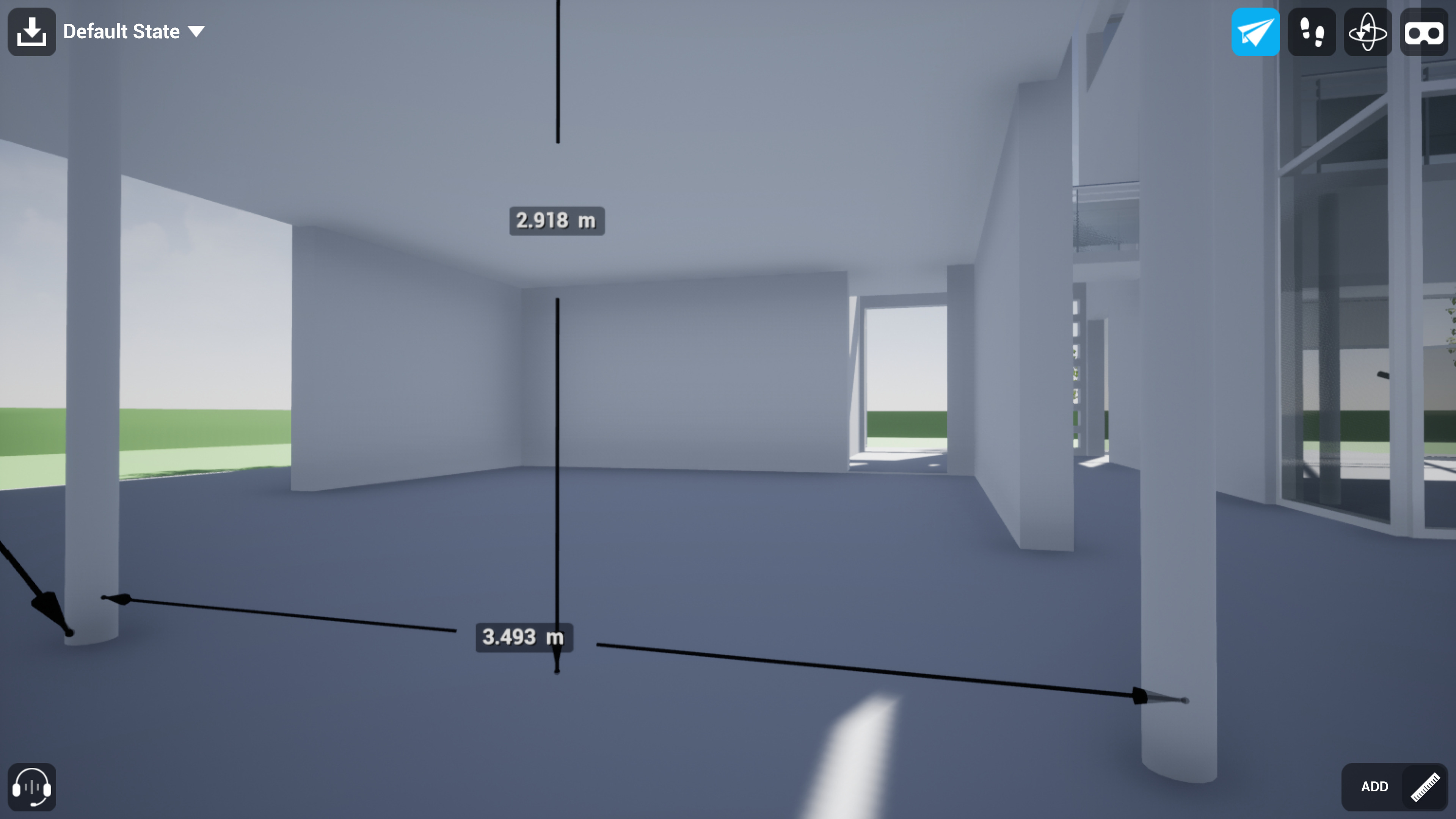 Measurements snapped to the x-axis and z-axis in the collaborative view
