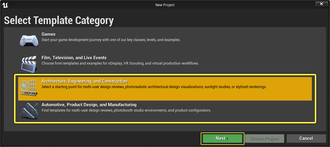Select a template category