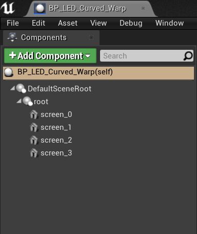 层级中的曲面屏幕部分