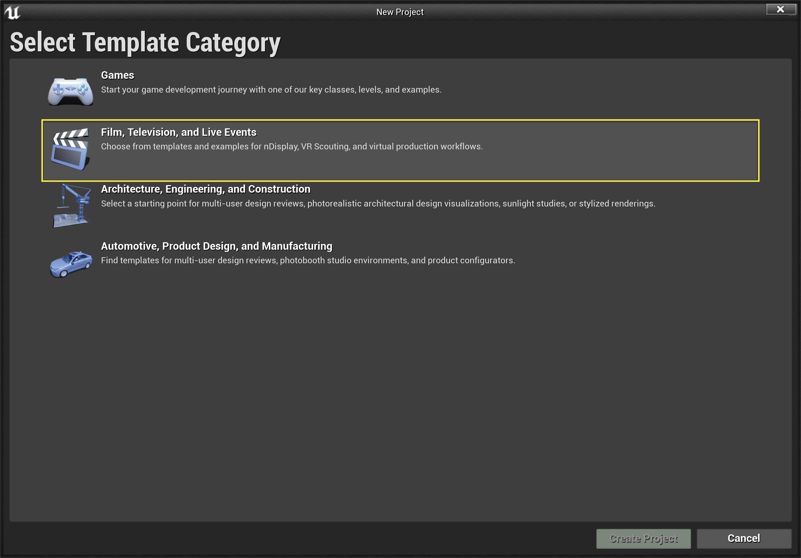 电影、电视和现场活动模板类别