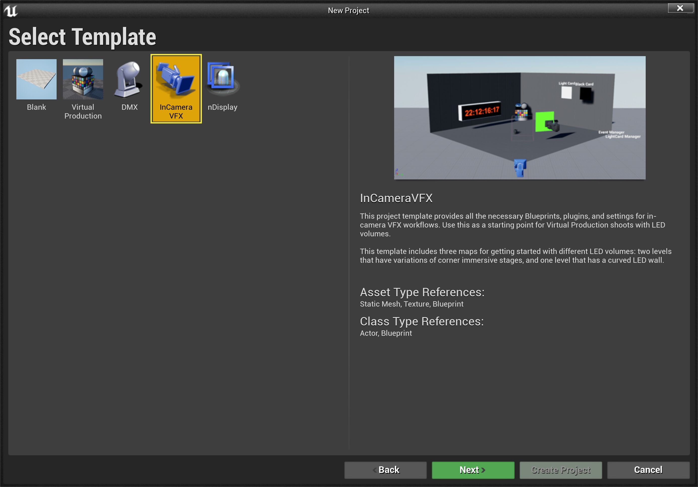 InCamera VFX模板选择