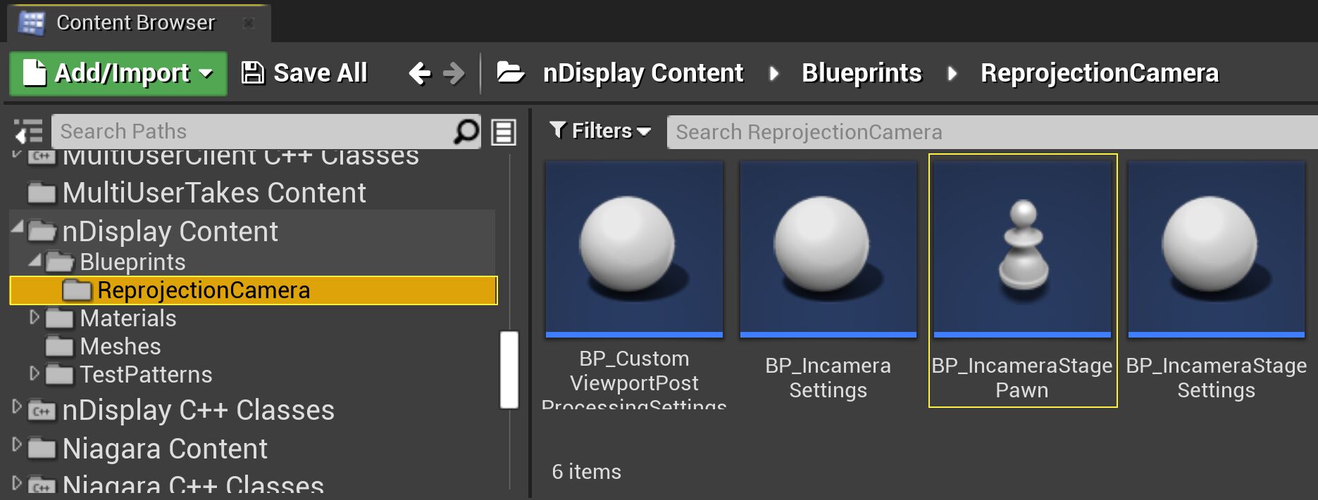 重新投影摄像机蓝图