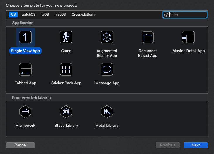 选择单视图应用程序