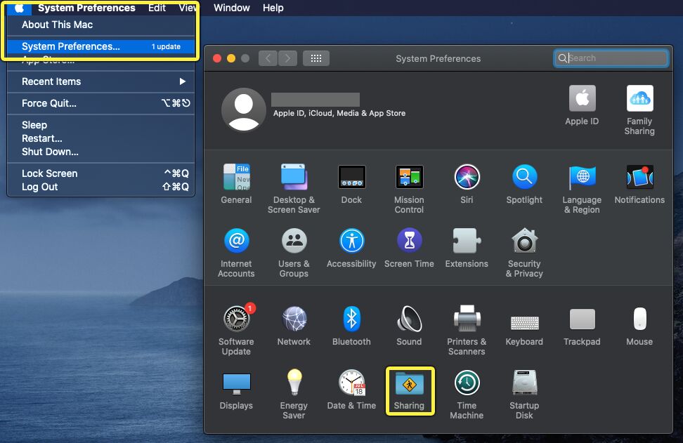 系统首选项/共享的位置