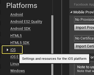 The Platforms/iOS section
