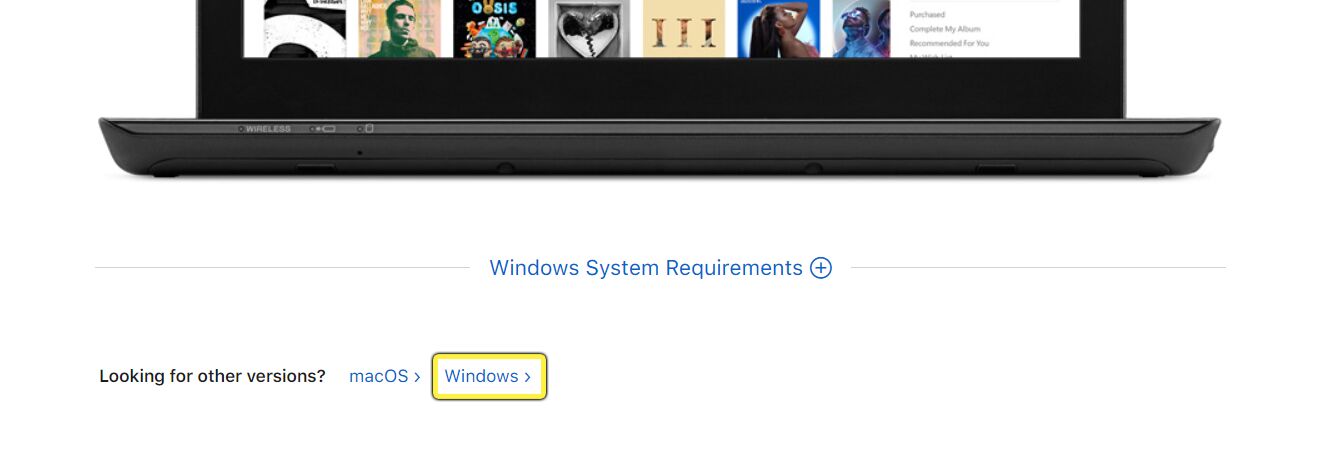 你可以向下滚动页面，找到iTunes的直接下载链接