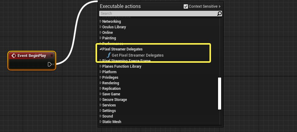 Get Pixel Streamer Delegates