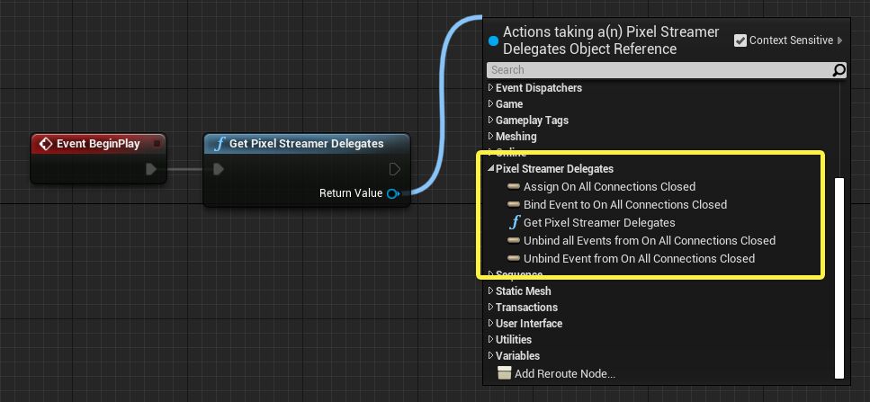 Pixel Streamer Delegates nodes
