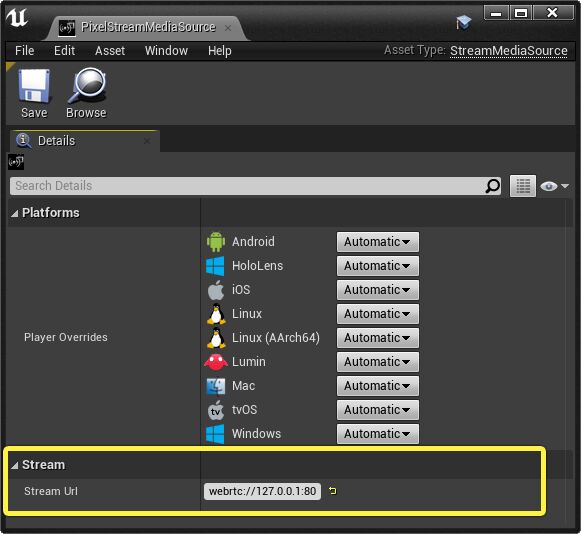 Stream Media Source configuration