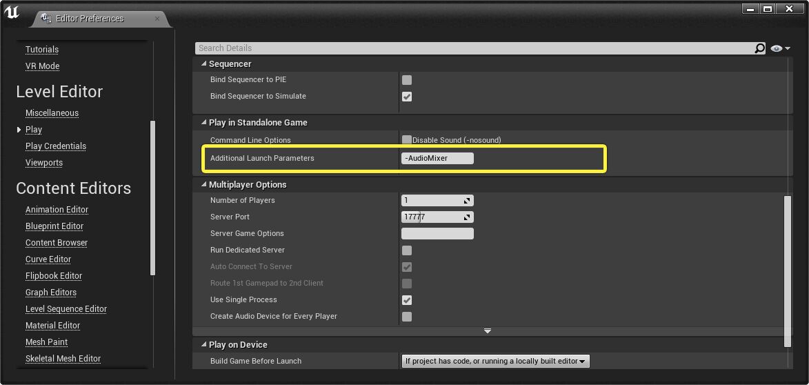 Additional Launch Parameters