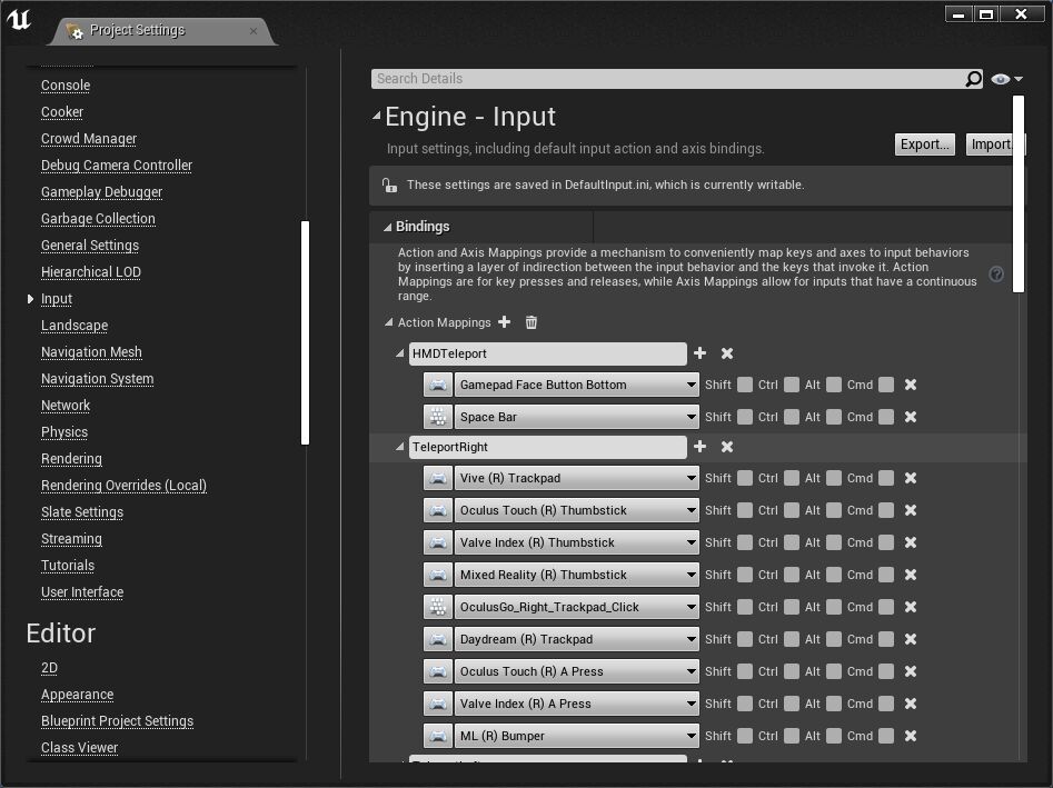 默认引擎输入操作映射