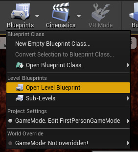在编辑器中打开关卡蓝图