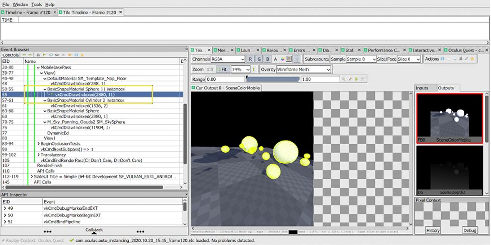 RenderDoc会显示引擎回报的组合实例的数量。