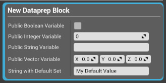 Public variables exposed in a Dataprep block 在Dataprep块中公开为设置的公共变量