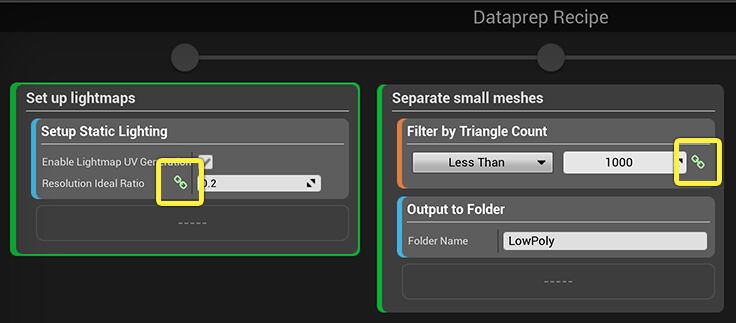Link icon on a Dataprep block Dataprep块上的链接图标