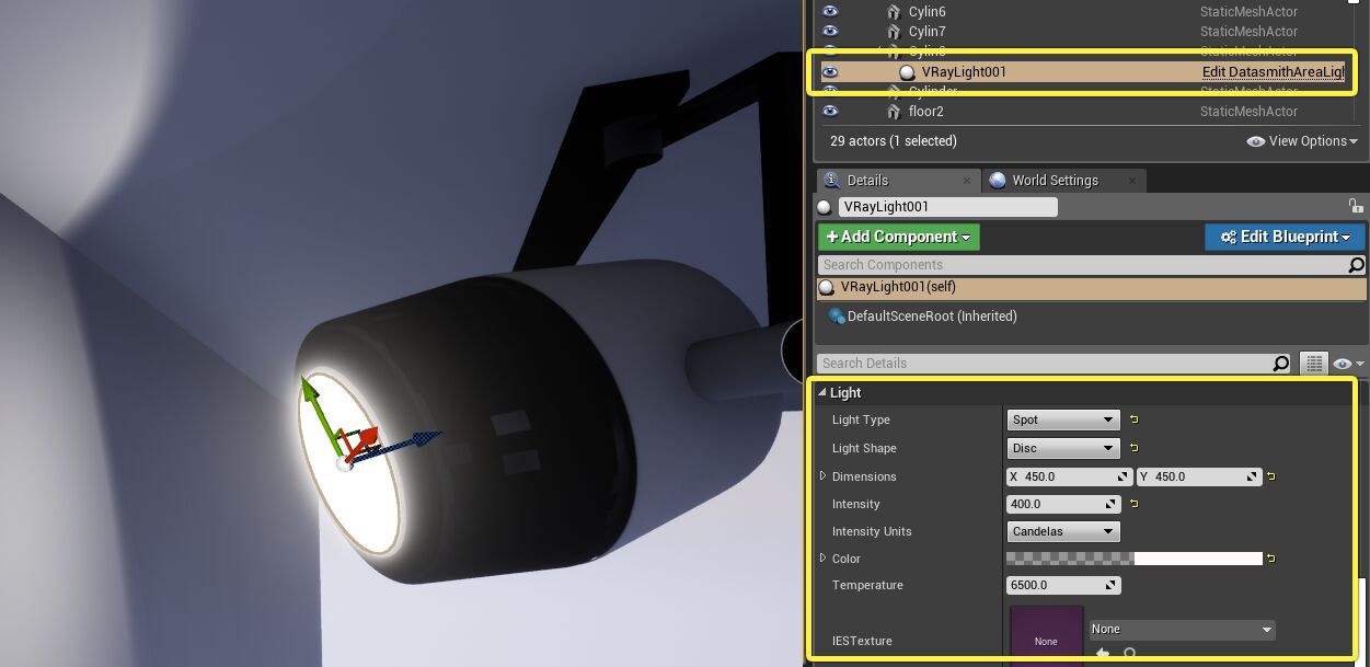 DatasmithAreaLightMesh设置