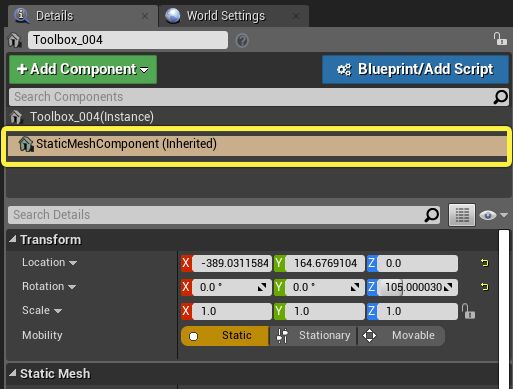 选择静态网格体组件