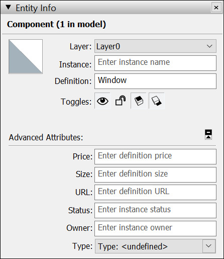 Metadata in SketchUp Pro Advanced Attributes