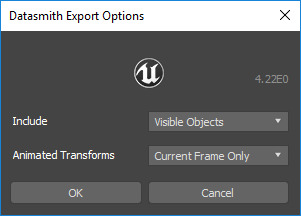 Datasmith export options for 3ds Max