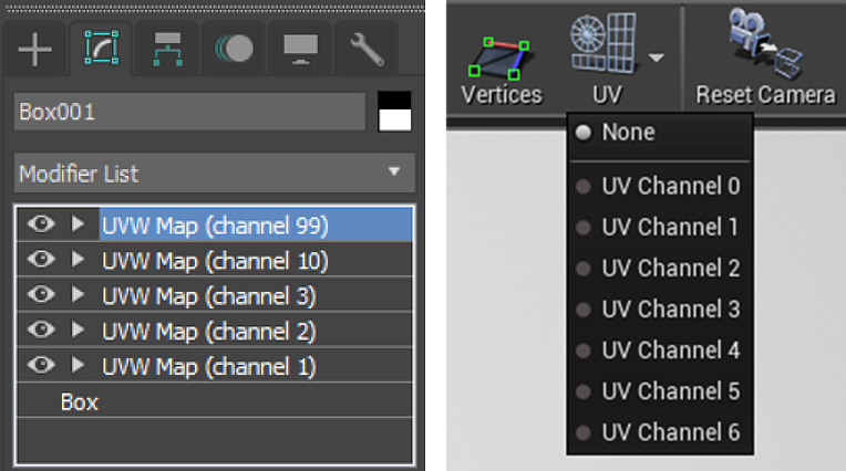 UV channel numbering in 3ds Max and Unreal