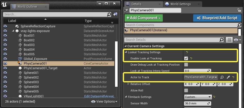 Look at target for a CineCameraActor