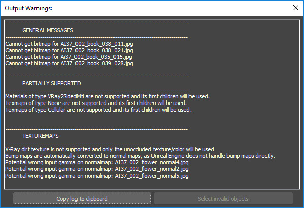 3ds Max conversion notes and warnings