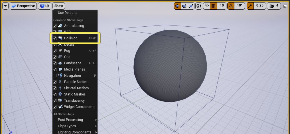 Show Collisions in the Level Viewport