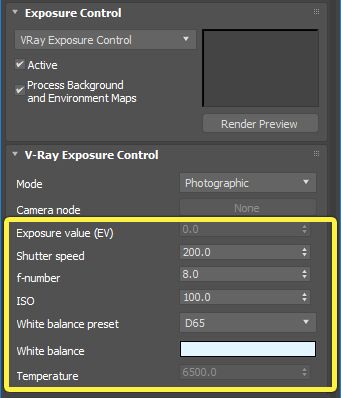 VRay Exposure Control in 3ds Max