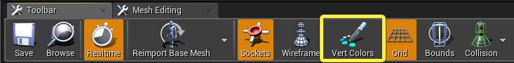 Vert Colors in the Static Mesh Editor Toolbar